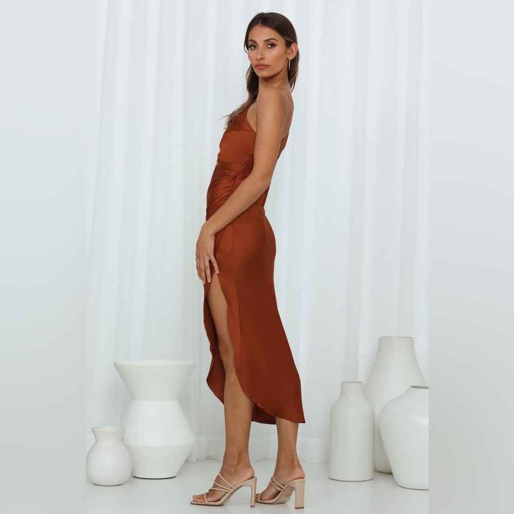 Hello Molly Classy Girl Midi Dress Rust‎ Tan Size US 6 - Picture 3 of 9